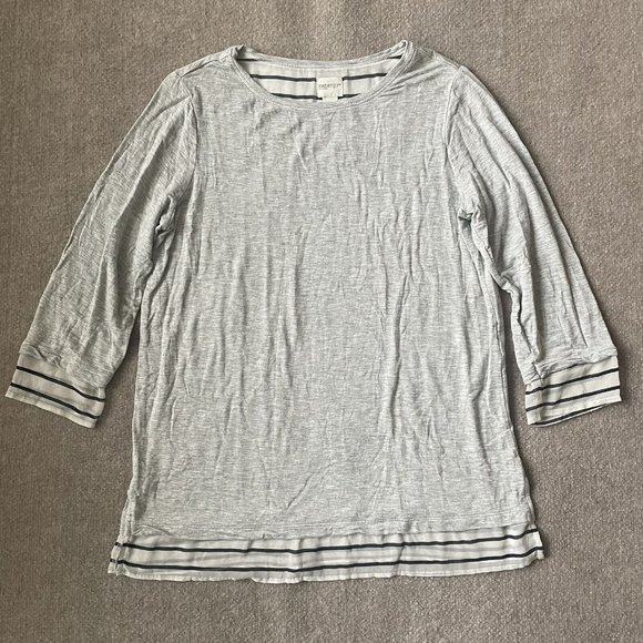 Chico's Tops - Chico's Zenergy Shirt Womens 0 (Small) Grey Sheer Cuffs and Hem Tunic Length Top